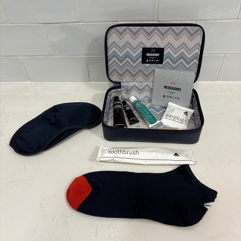 Delta x Missoni in-flight amenity kit